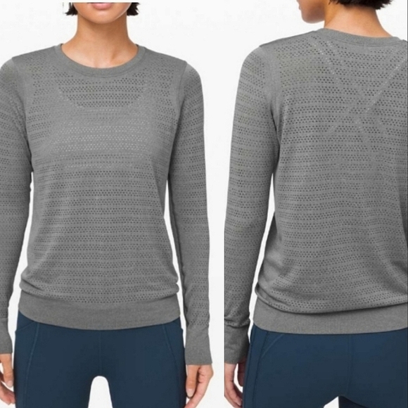 Lululemon Breeze By Long Sleeve *Squad Slate / White size 2 - Picture 2 of 9